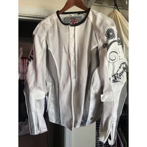 Joe Rocket Motorcycle Jacket Women Lg White/Gray Sparkly